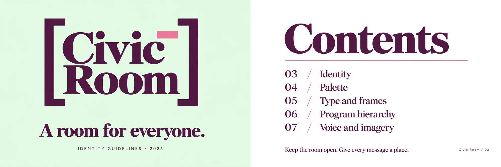 Civic Room: Cover and contents — 01–02