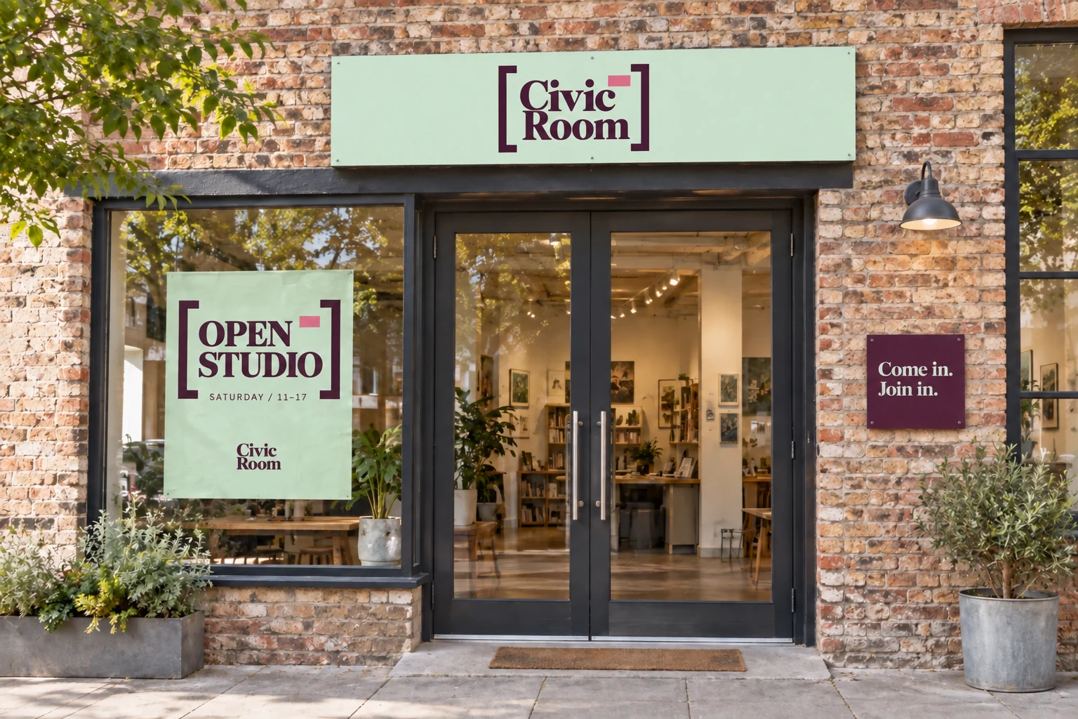 Civic Room: Venue signage