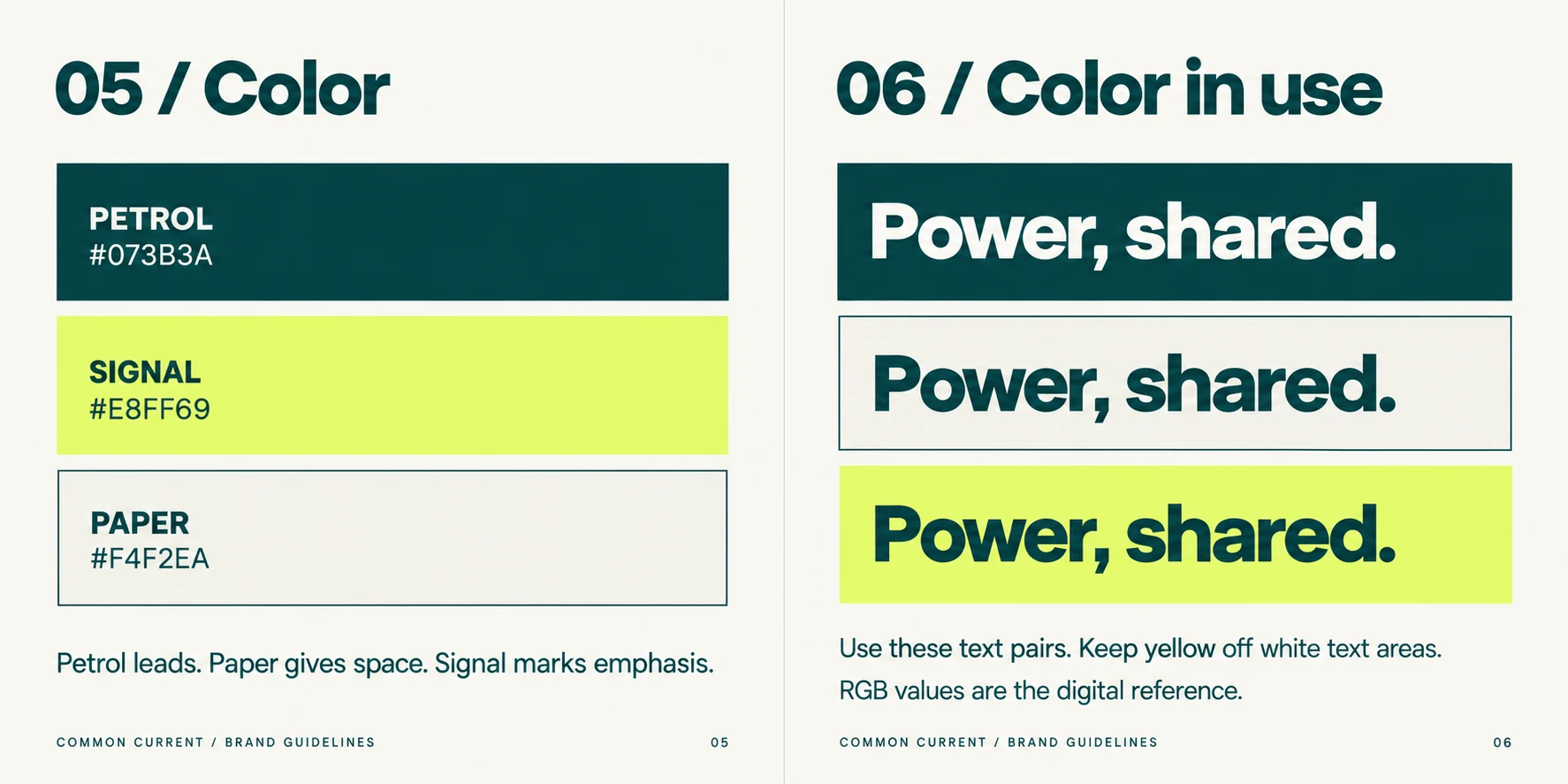 Common Current: Color standards — pages 05–06