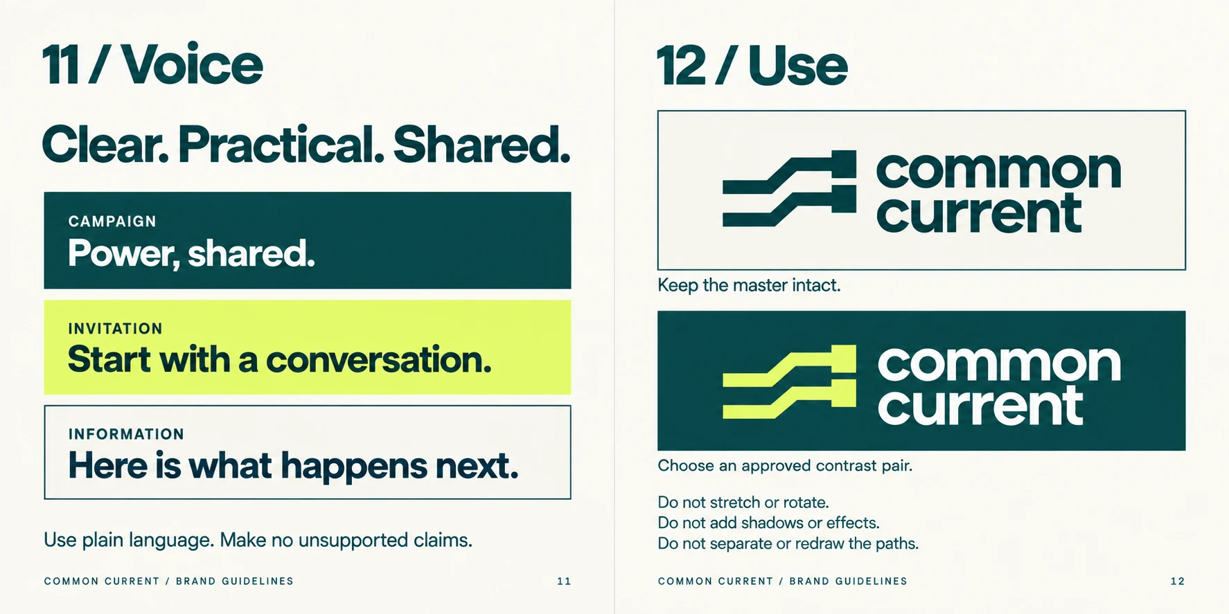 Common Current: Voice and use — pages 11–12