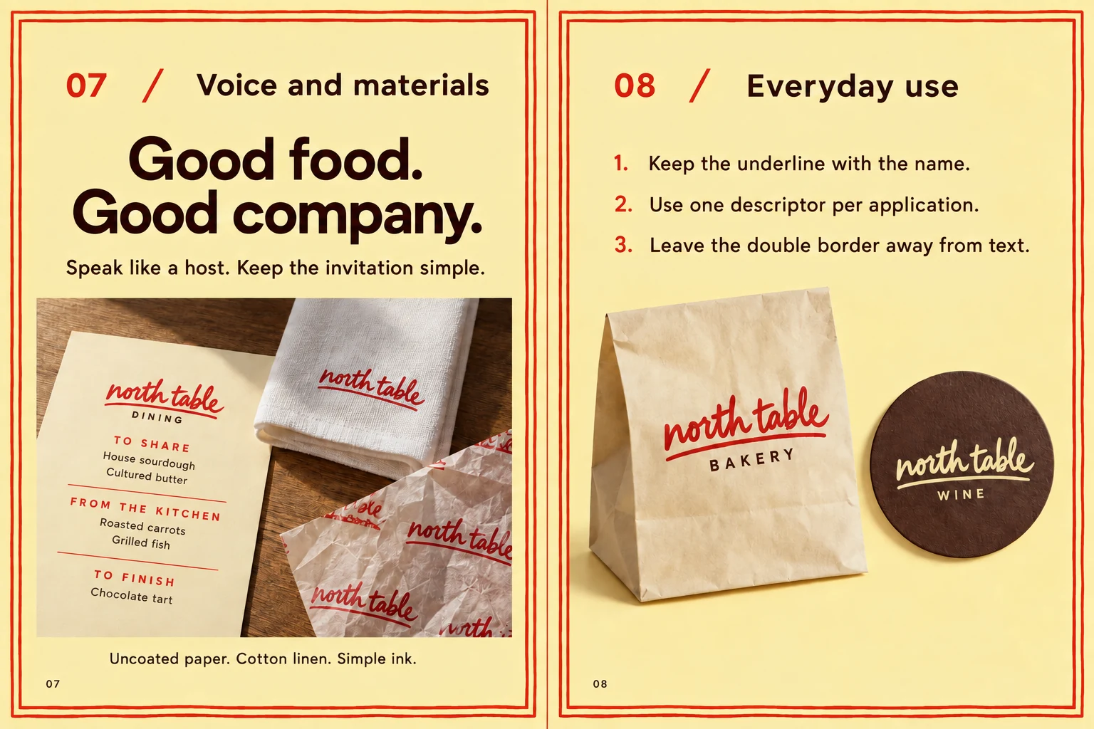 North Table: Voice, materials and use — 07–08