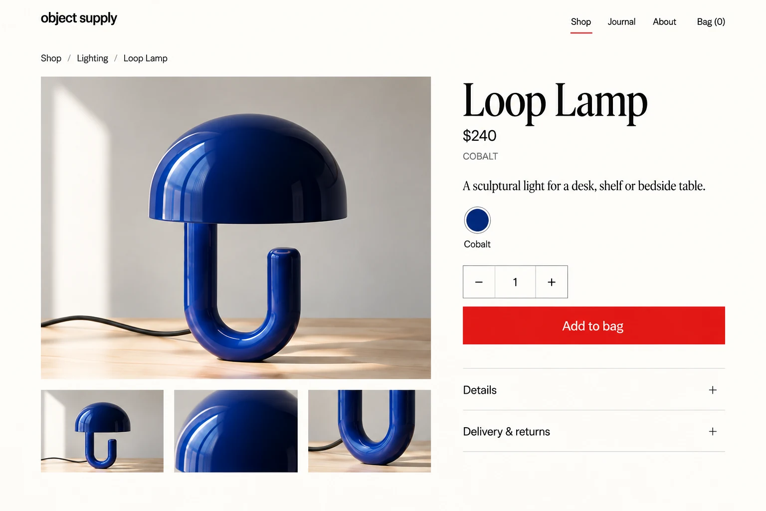 Object Supply: Desktop product detail