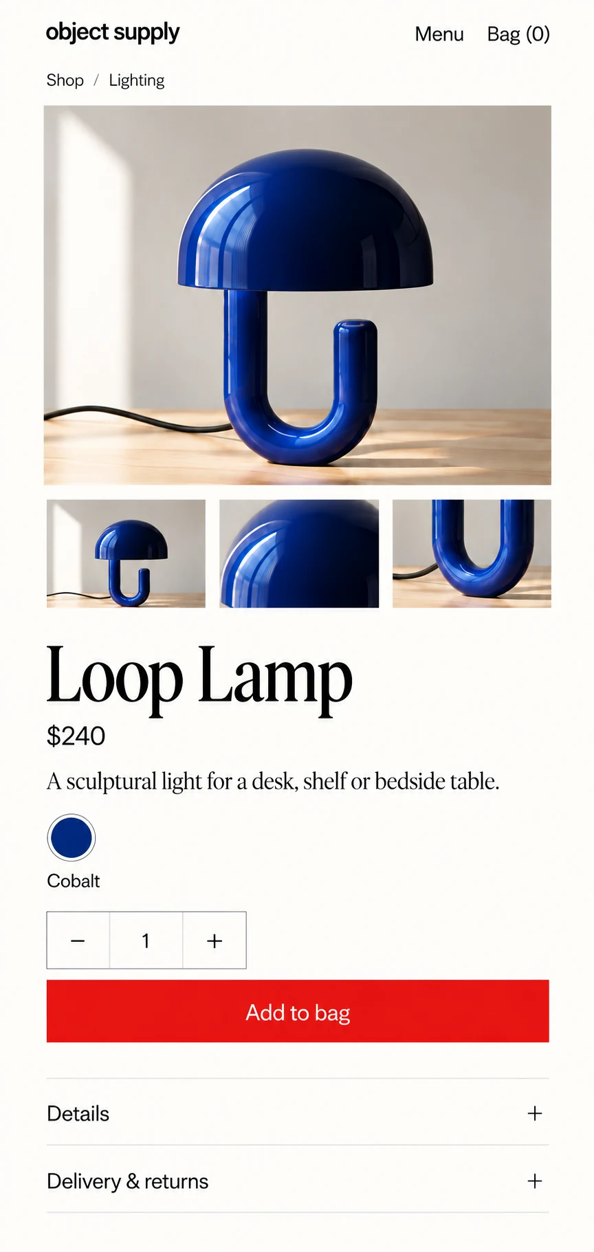 Object Supply: Mobile product detail