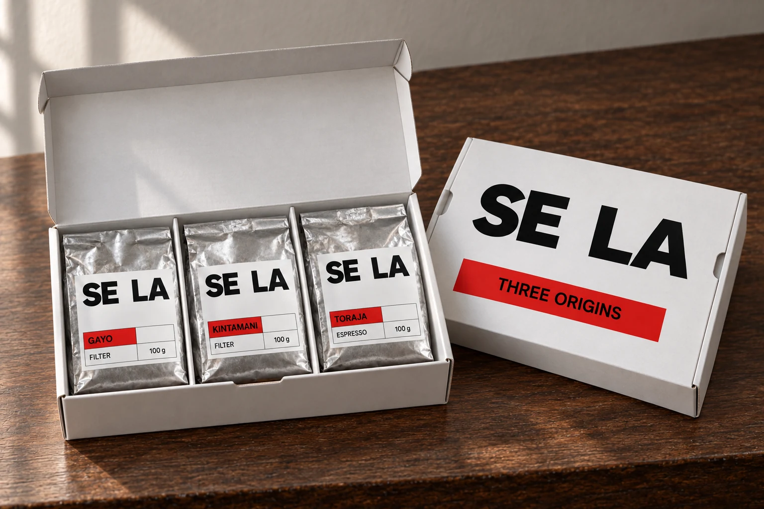 SELA: Three-origin 100 g tasting set
