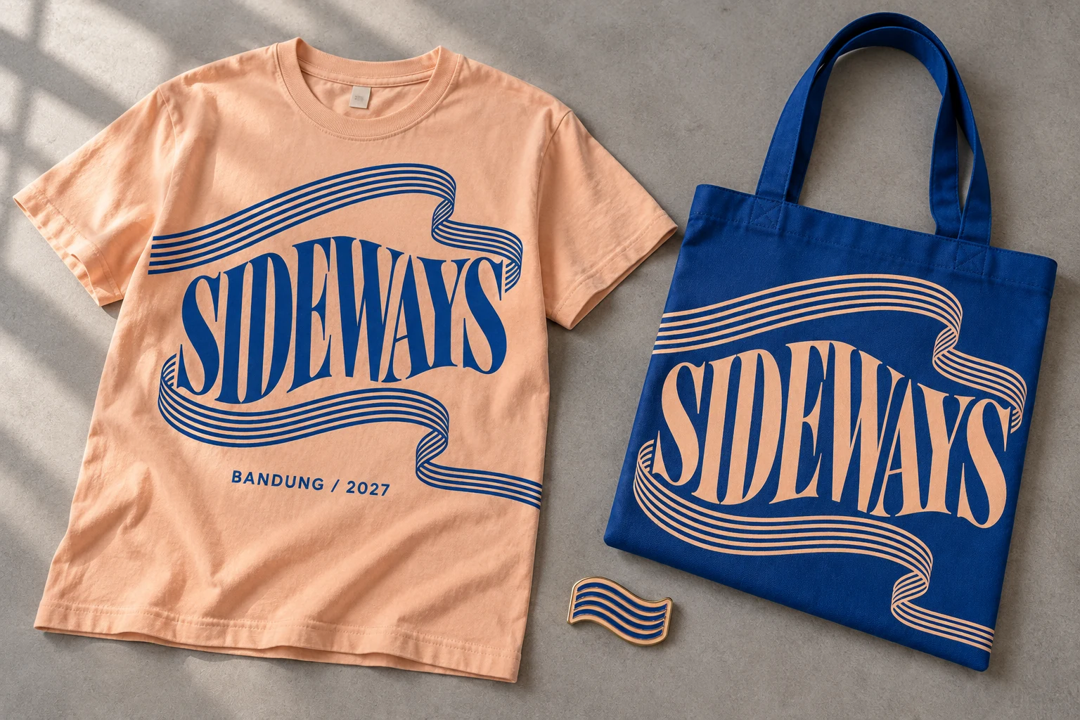 SIDEWAYS: T-shirt, tote and pin