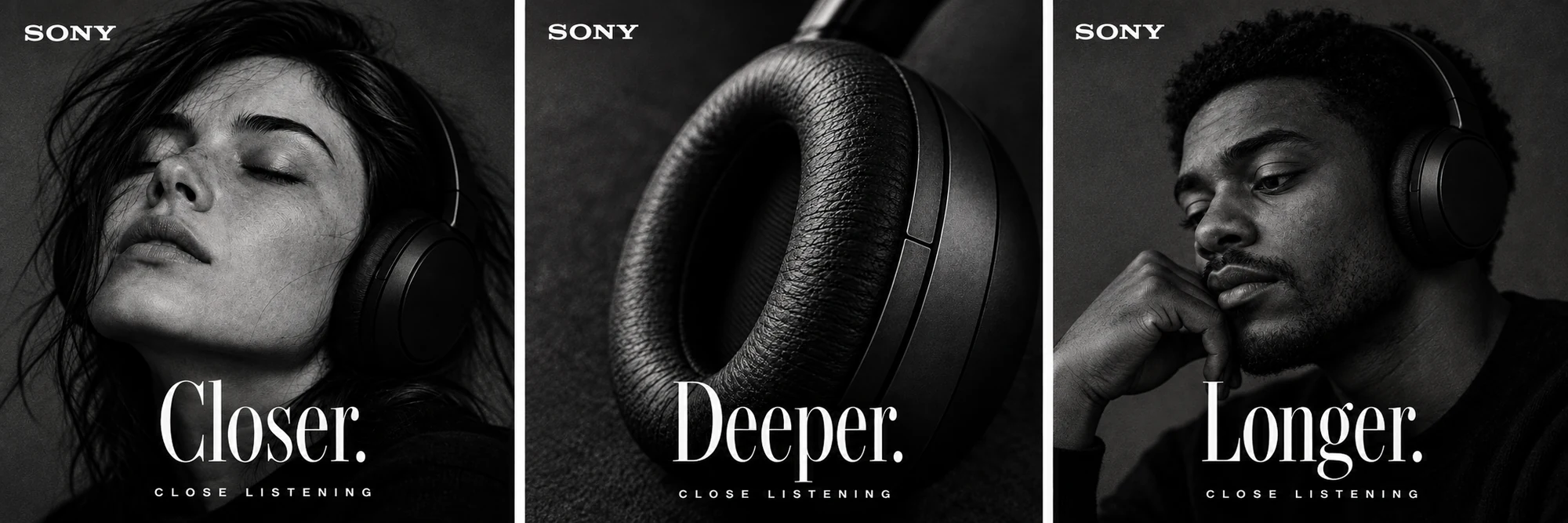 Sony / Close Listening: Social campaign triptych