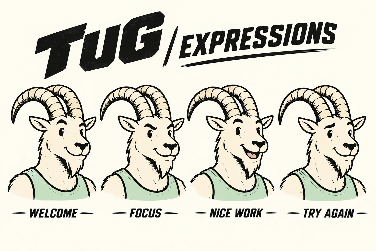 TUG / Climbing Club: Expression sheet